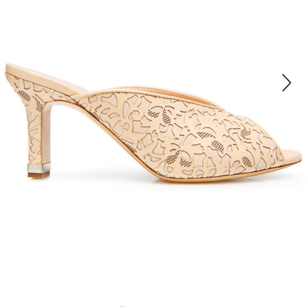 New Nude Laser Cut Leather Sabot Mule